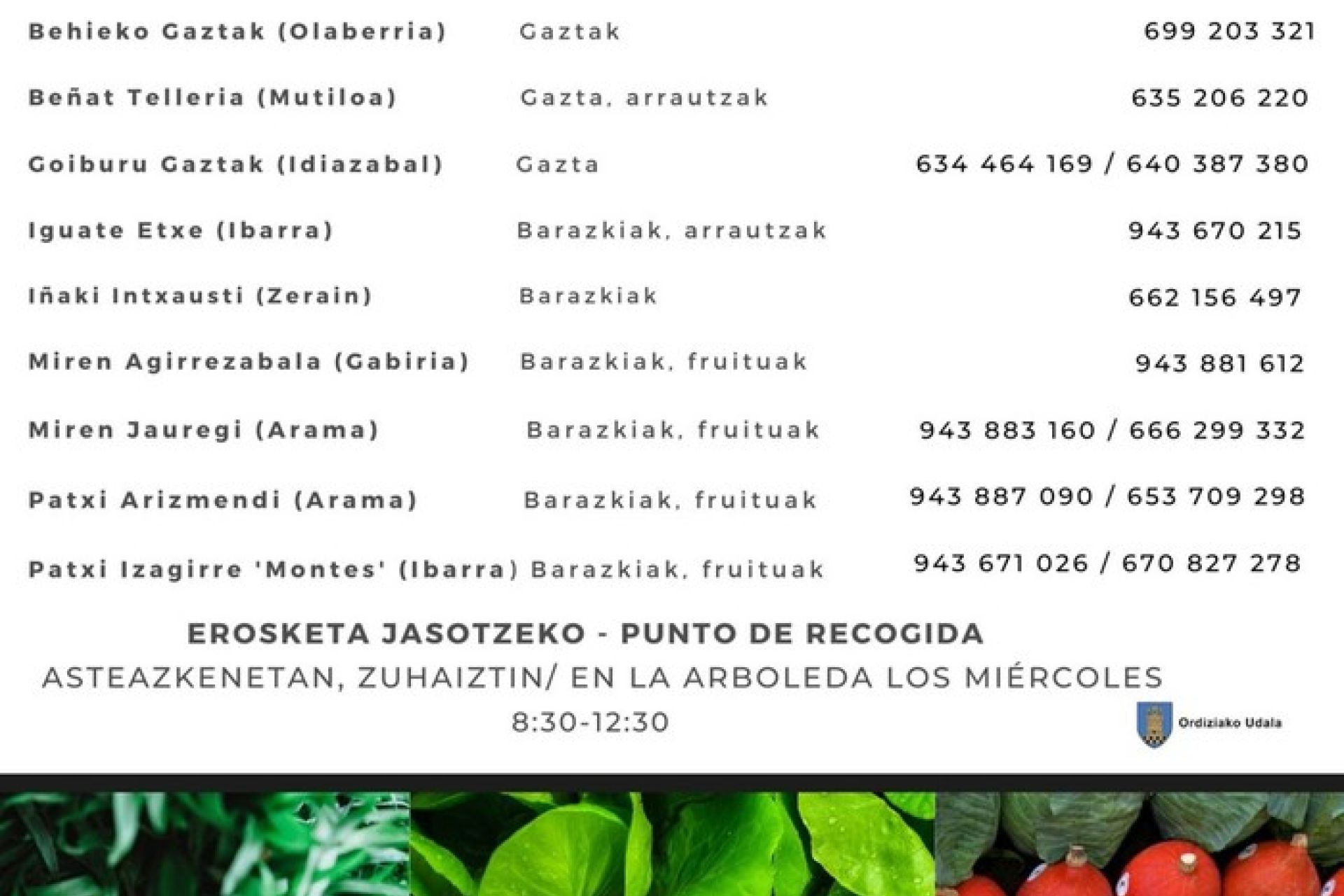 Asteazkenetako saltzaileen zerrenda eguneratua